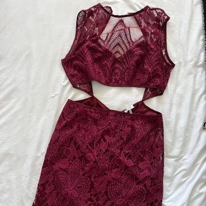 TOBI Maroon Two Piece Lace Mini Dress
